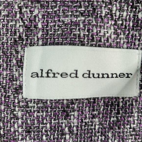 10 ALFRED DUNNER Boss Babe purple metallic chain link trim tweed blazer jacket L - Picture 6 of 8